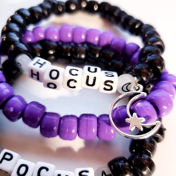 Handmade Halloween Hocus Pocus Glow in Dark Stacked Charm Kandi Bracelets - Picture 3 of 9